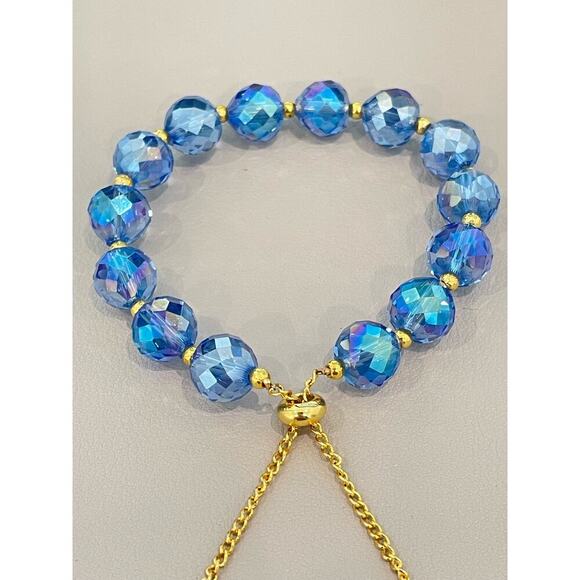 Deep Blue Swarovski Beaded Bracelet - Picture 4 of 16